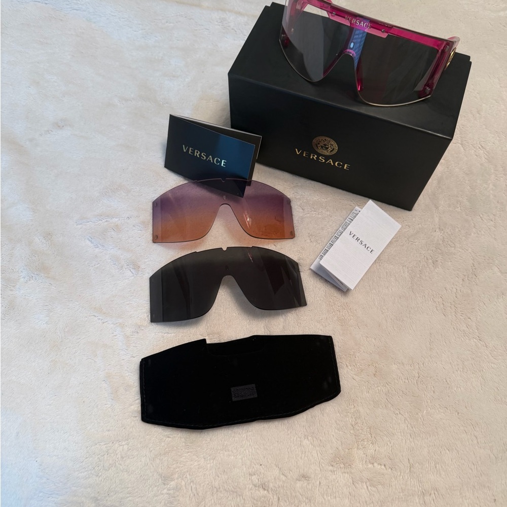 Versace Pink and Black Sunglasses with Extra Lenses